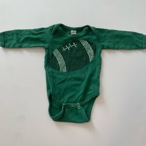 Green Football bedazzled onesie 0-3months